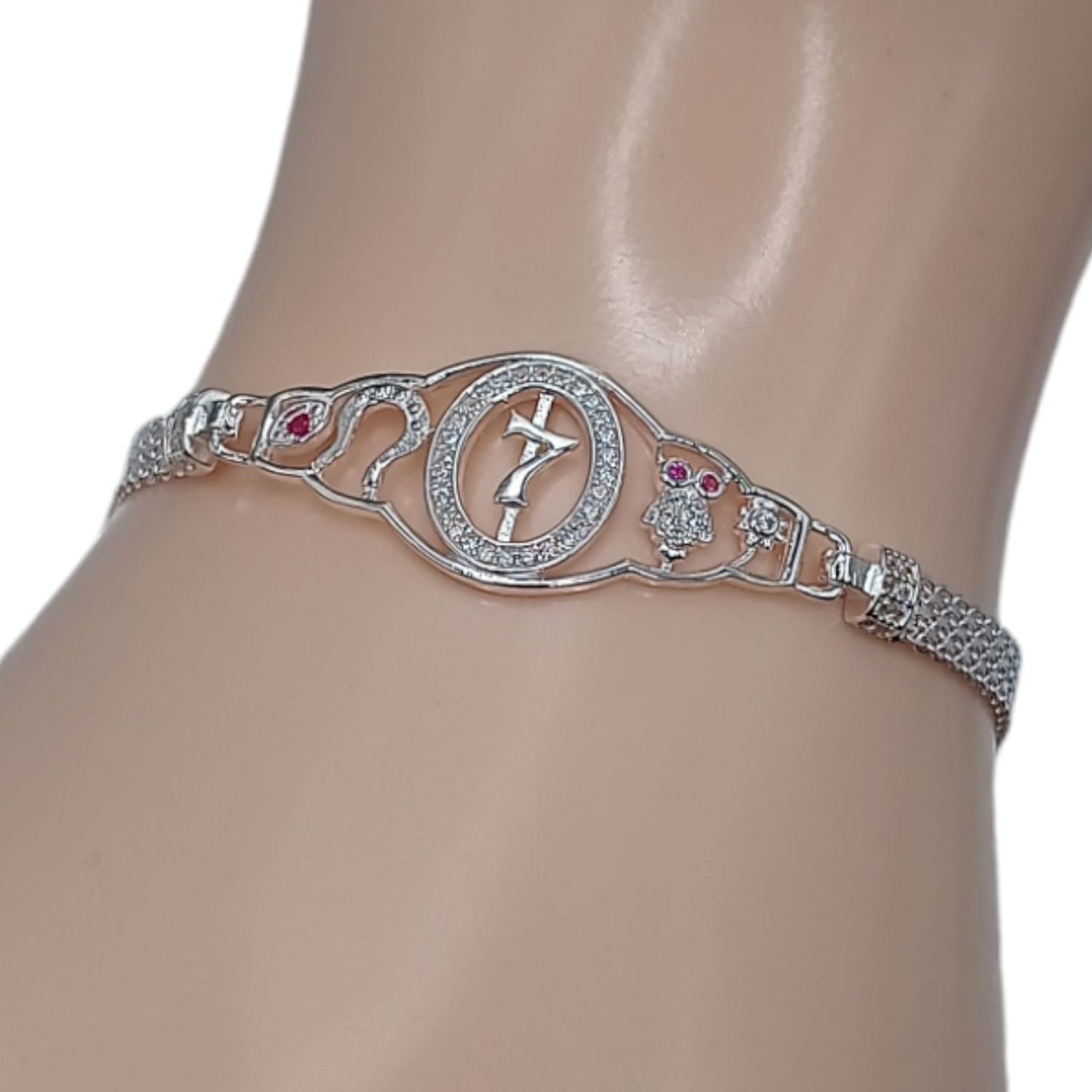 Pulsera Fancy de la Suerte 7&quot; PLATA .925