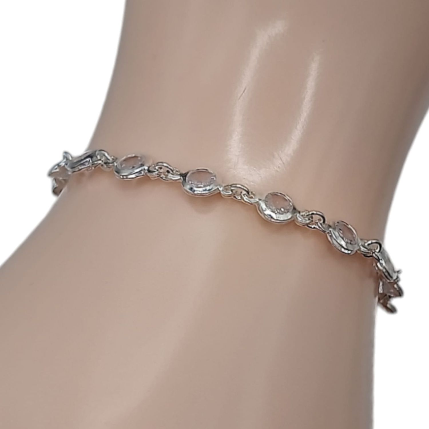 PULSERA CON CZ BLANCA 7&quot; PLATA .925