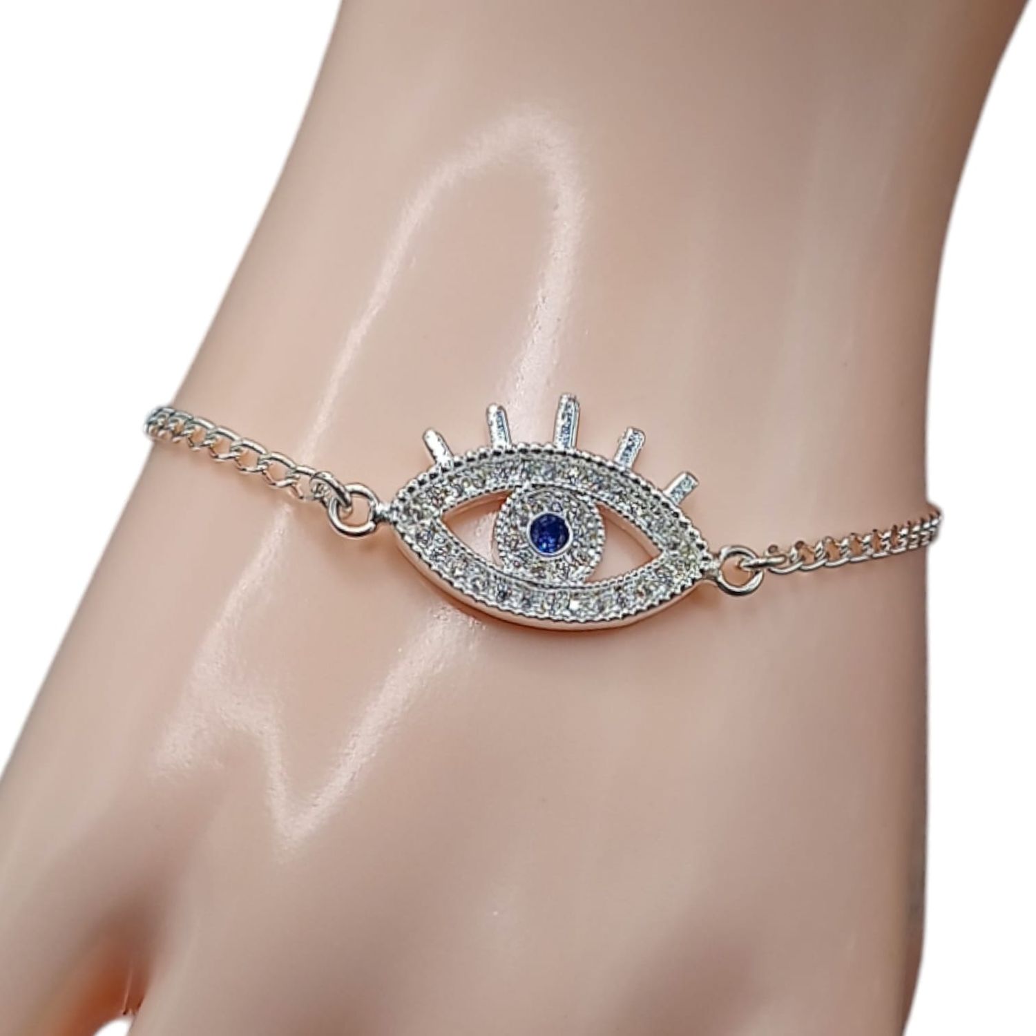Pulsera cadena con ojo 7&quot; PLATA .925