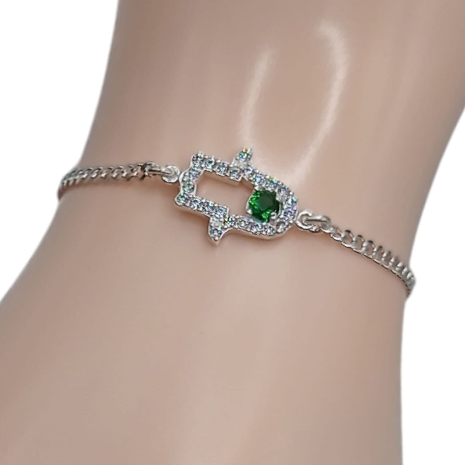 Pulsera mano de Fatima 7.5&quot; PLATA .925
