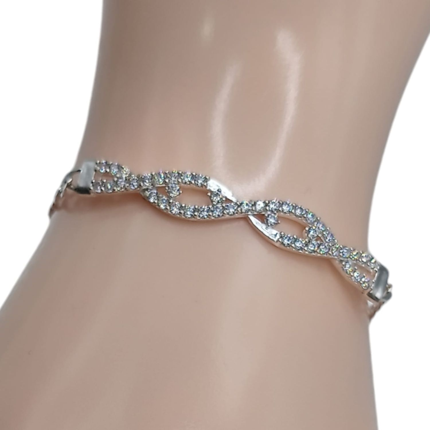 PULSERA INFINITO CON CZ 7&quot; PLATA .925