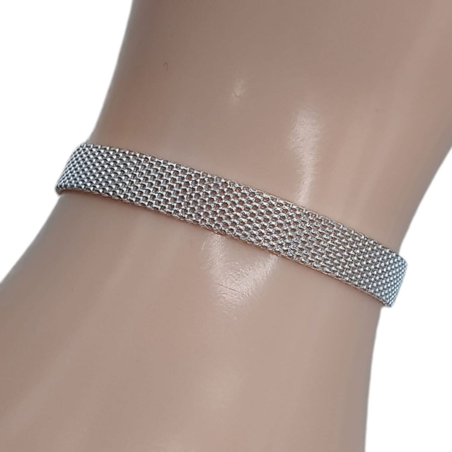 PULSERA TEJIDA 7&quot; 6.5 MM PLATA .925