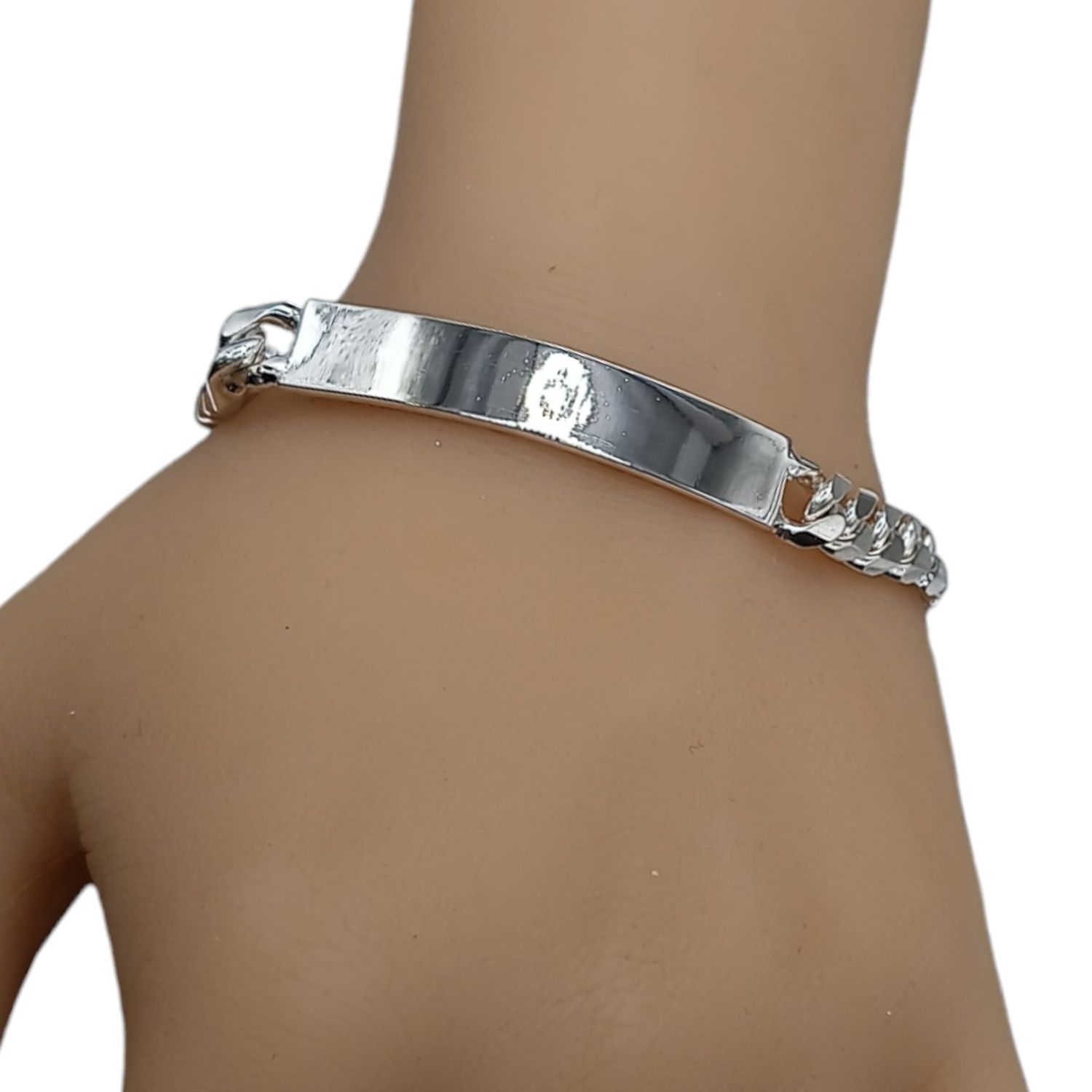 Pulsera con Placa  8.5&quot; 10mm de Ancho PLATA .925