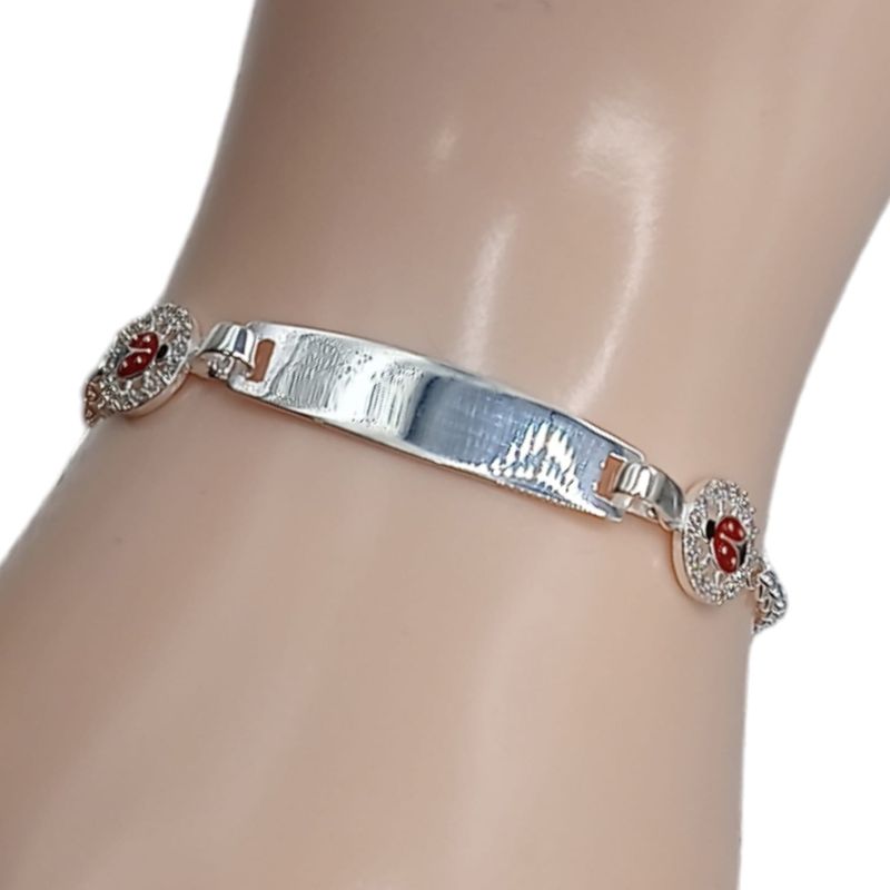 PULSERA CON CATARINAS 7&quot; AJUSTABLE PLATA .925