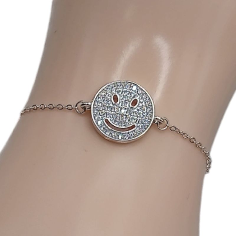 PULSERA CARITA FELIZ MICROPAVE  PLATA .925