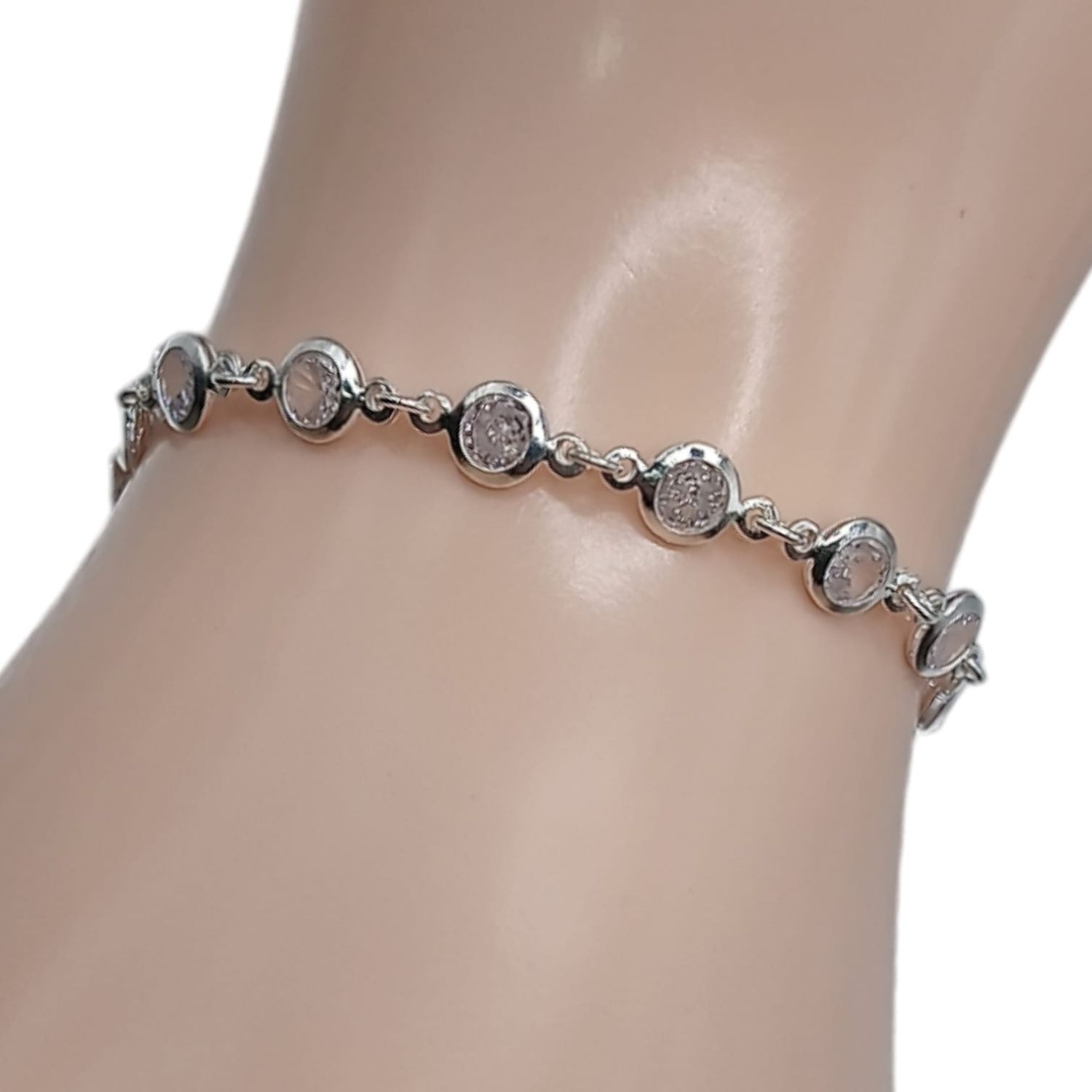 PULSERA DAMA 7&quot; CZ BCA PLATA .925