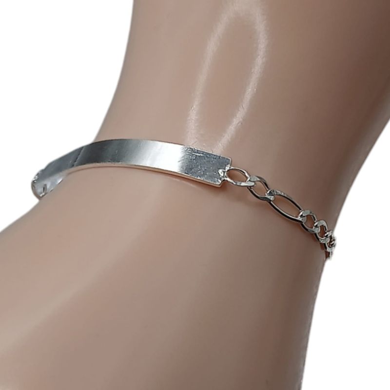 Pulsera con placa 8.5&quot; 3mm PLATA .925