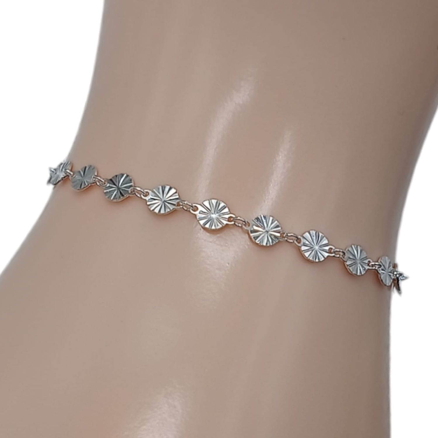 Pulsera discos lisos 7&quot; PLATA .925