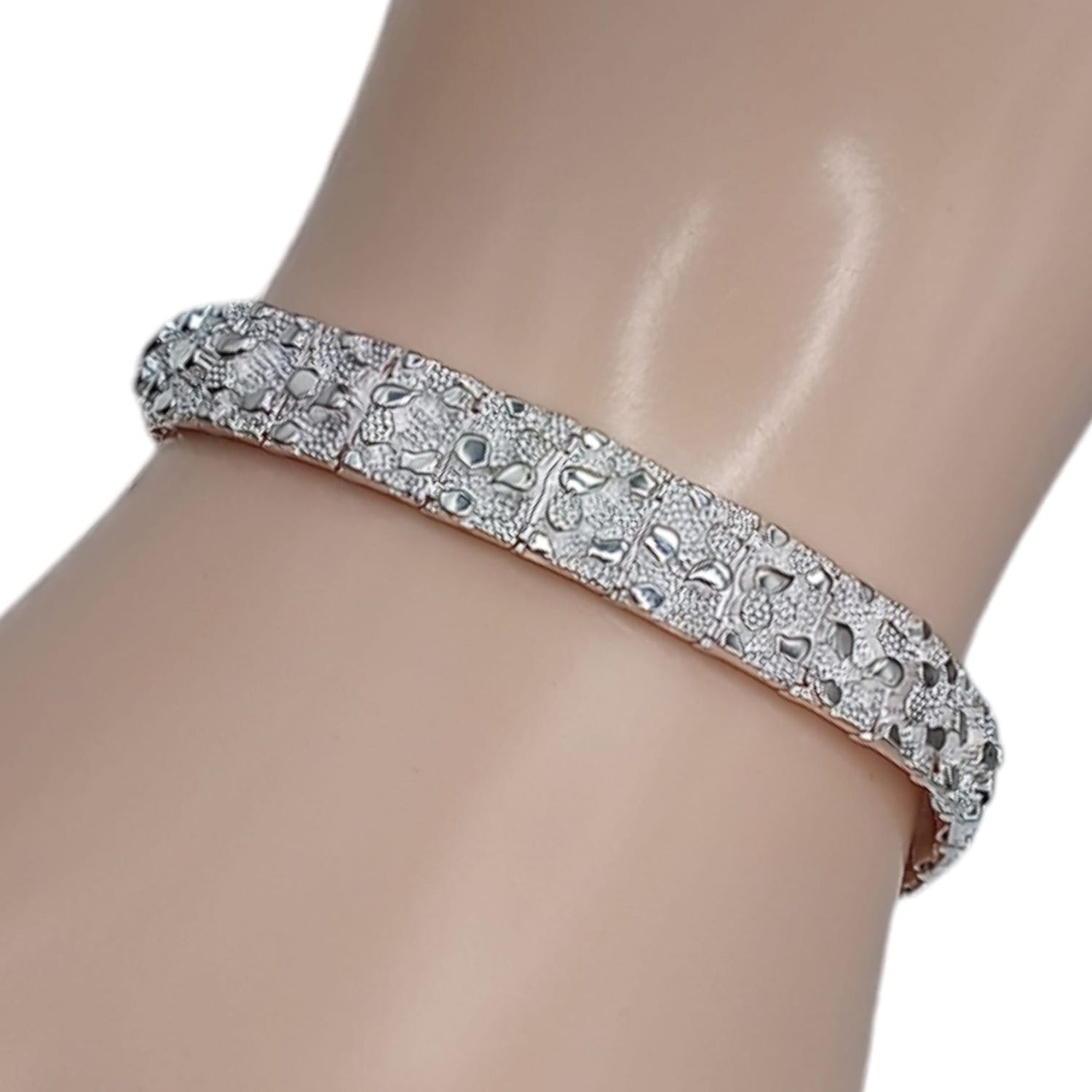 Pulsera estilo barroco 8.5&quot; 8 mm ancho  PLATA .925