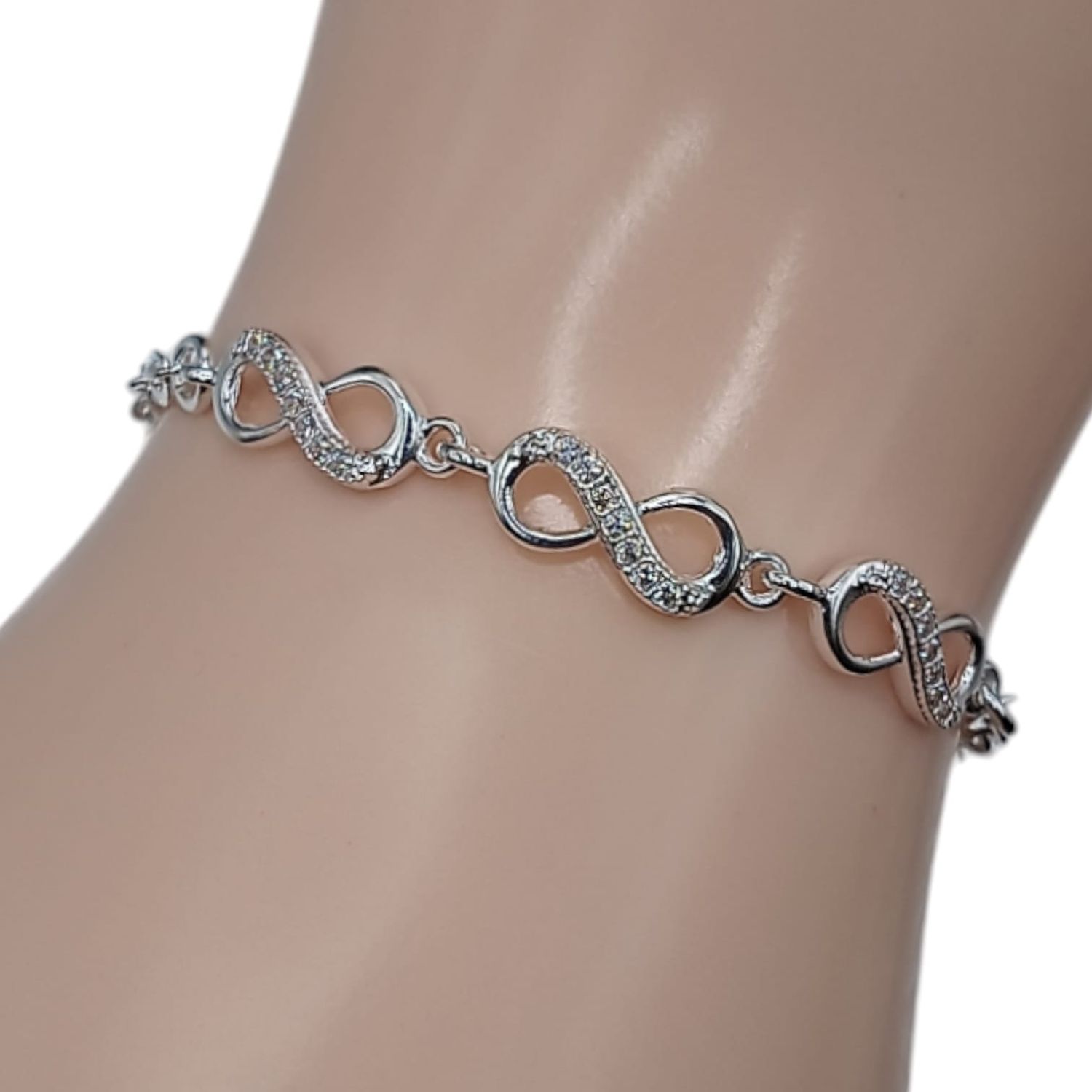 Pulsera 3 infinitos 6.5&quot; PLATA .925