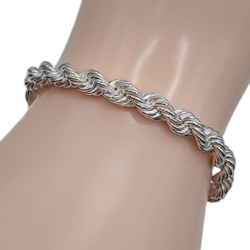 Pulsera torzal 8&quot; 6mm  PLATA .925