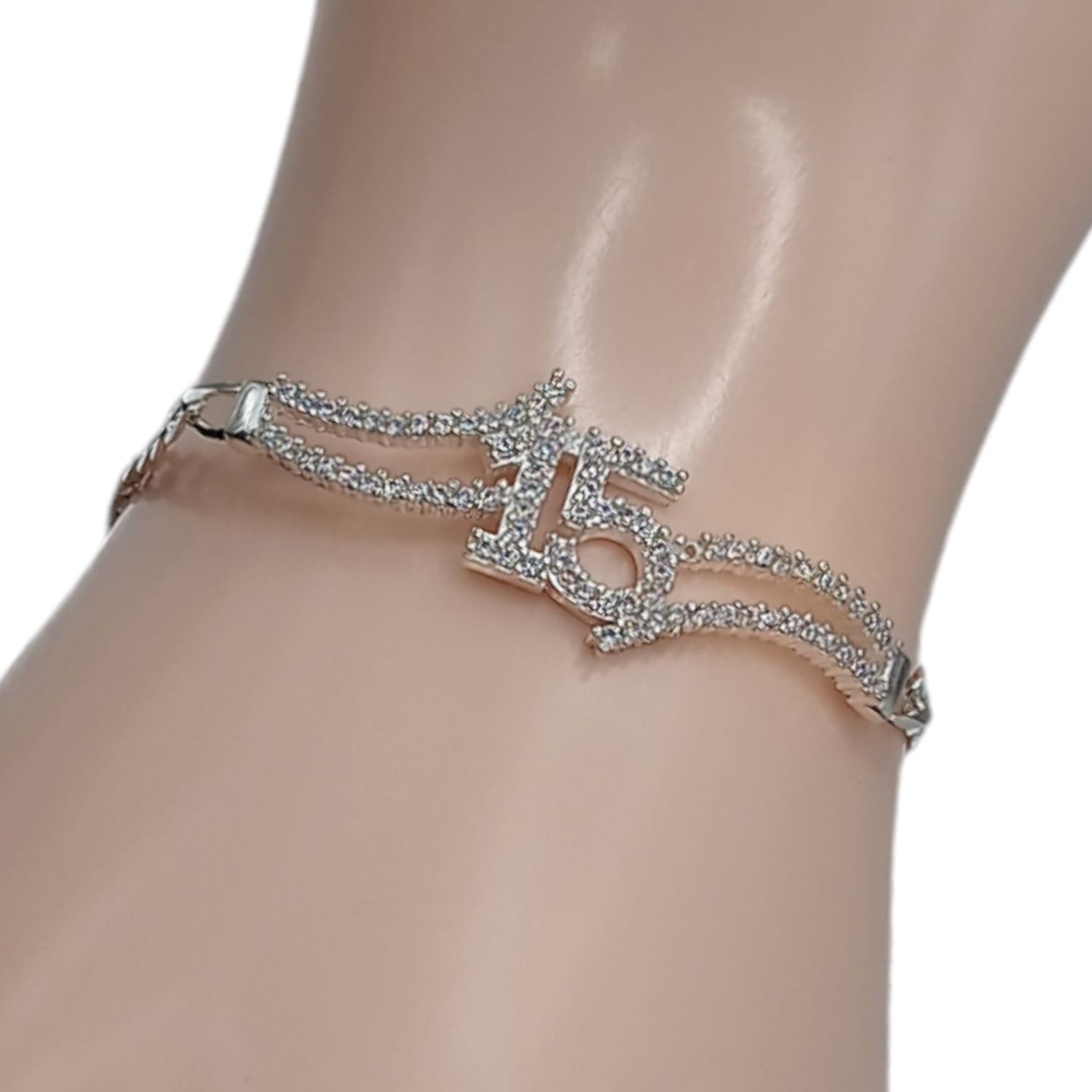 PULSERA 15 AÑOS CON CZ , 7&quot; PLATA .925