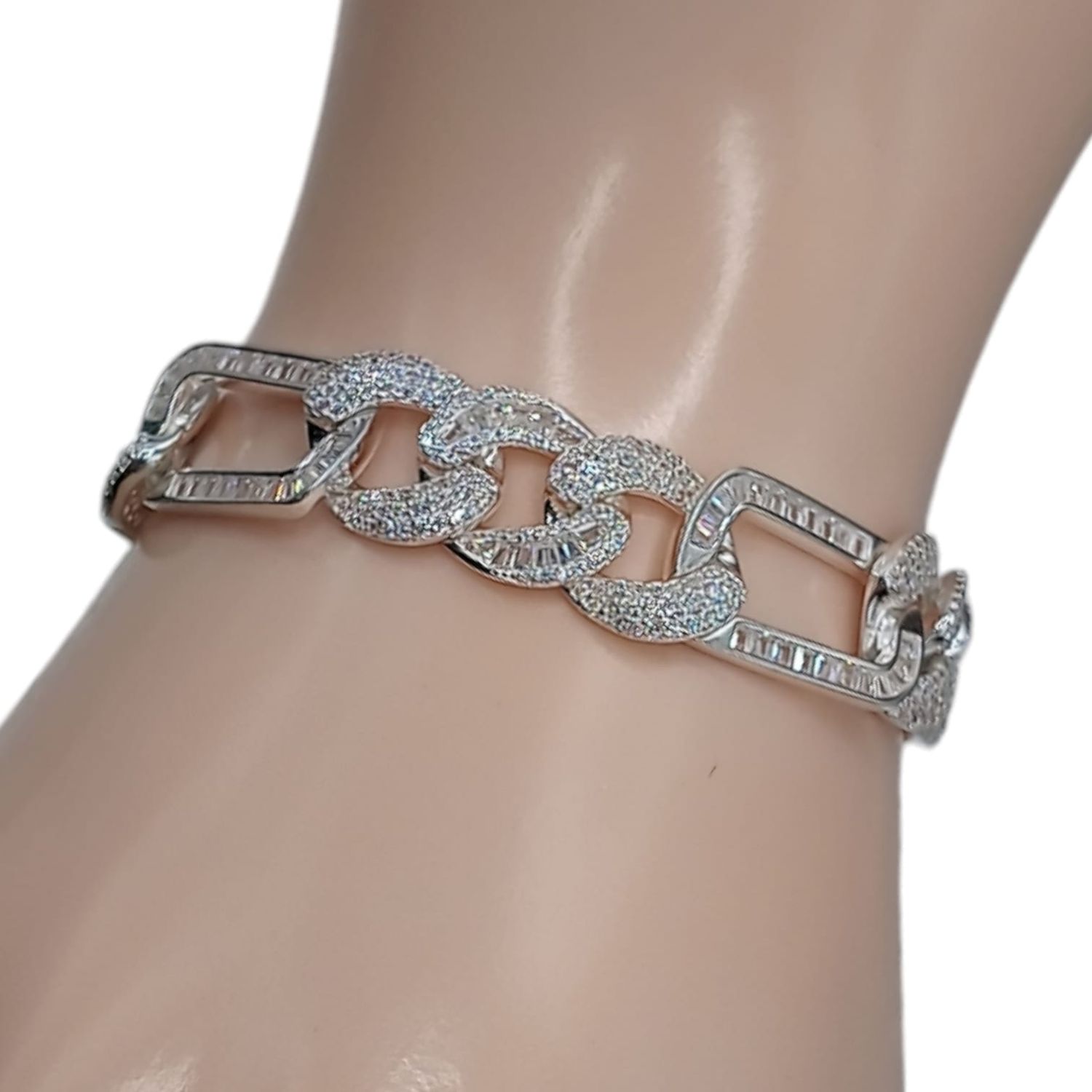 PULSERA MONACO 8&quot; 12MM PLATA .925