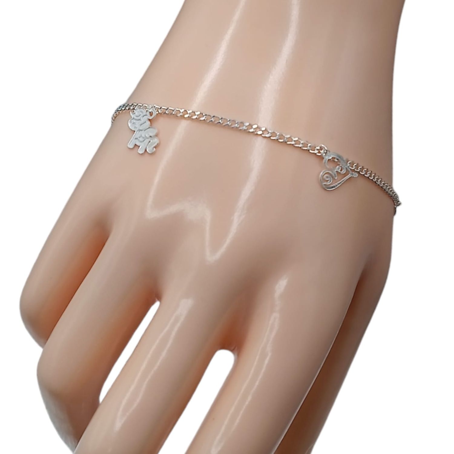 Pulsera dijes laser. Hasta 8&quot; de largo PLATA .925
