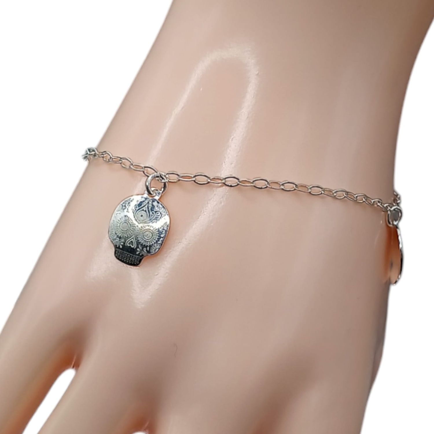 Pulsera dijes de Catrina. 7&quot; PLATA .925