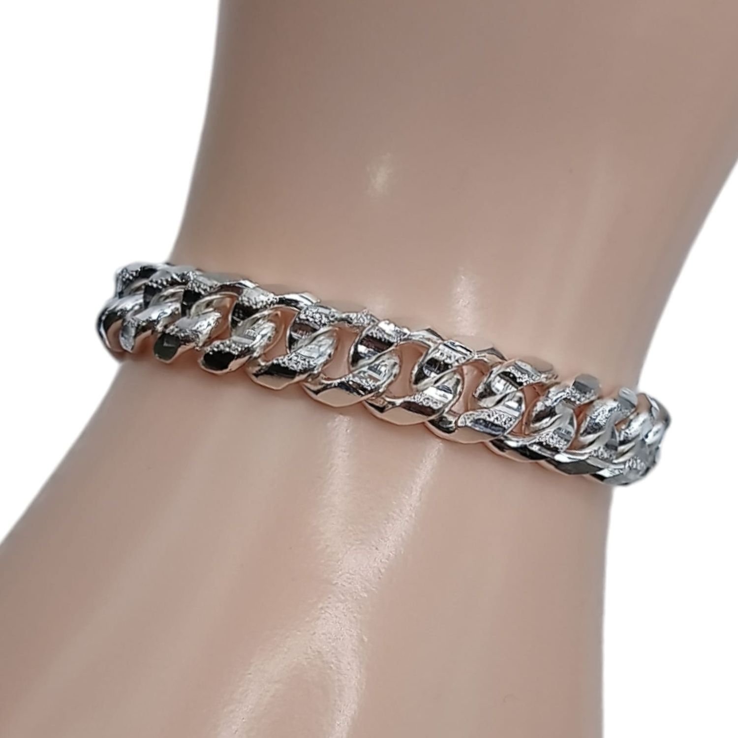 Pulsera estilo Cubano Diamantado 8.5&quot; 9mm PLATA .925