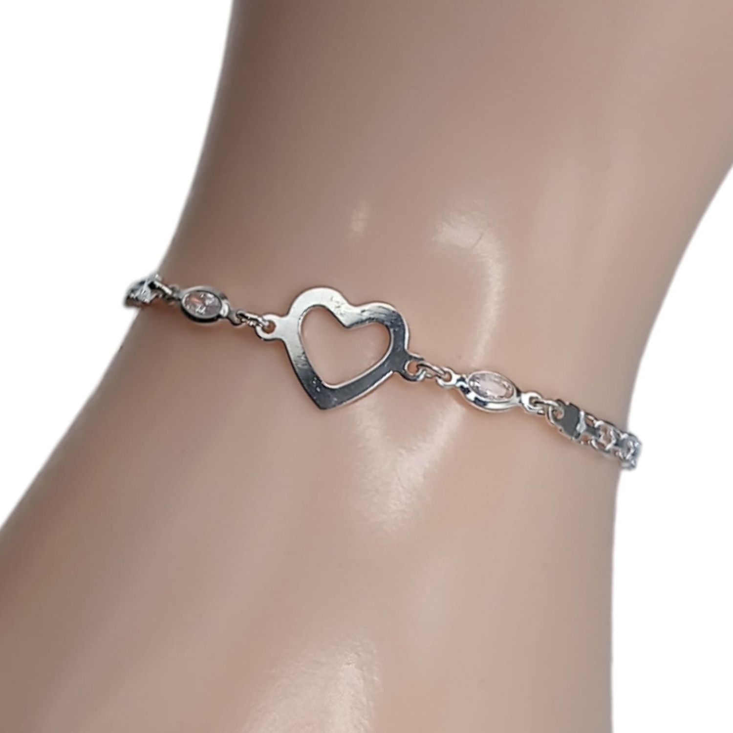 Pulsera bizmar semillas cz. y Corazon. 3mm. de ancho. 7&quot; de largo. Diferentes colores.