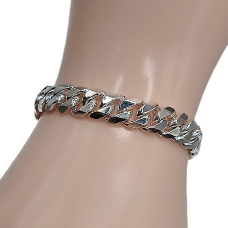 Pulsera estilo Cubano 9mm de Ancho 8.5&quot; PLATA .925