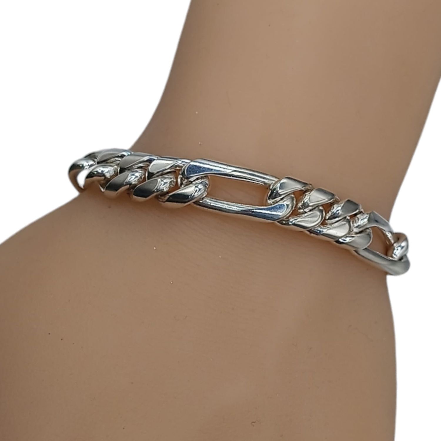PULSERA FIGARO  Hecha a mano de 10mm. de ancho, 8.5&quot; de largo. PLATA .925