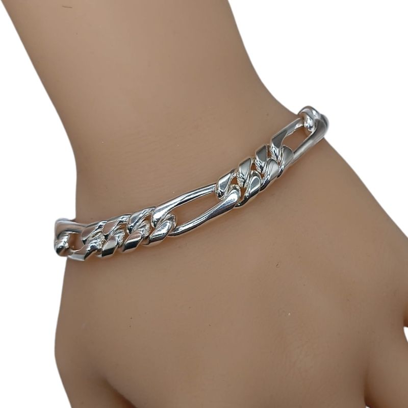 PULSERA FIGARO SOLIDA HECHA A MANO  10mm. de ancho. 8&quot; de largo. PLATA .925