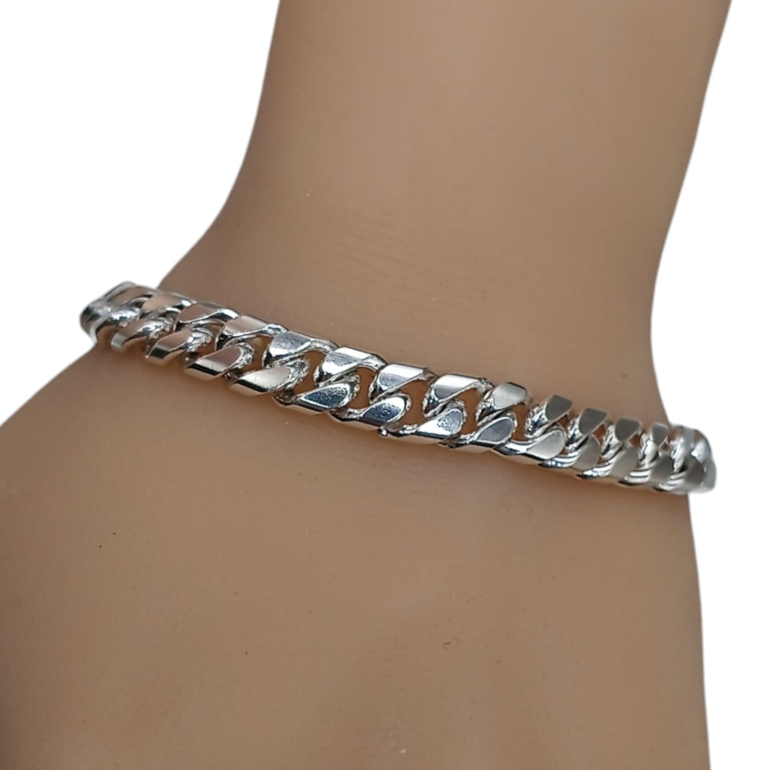 PULSERA CUBANA HECHA A MANO 9MM 8.5&quot;   PLATA .925