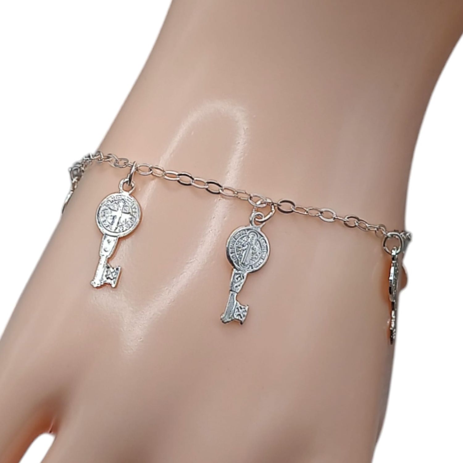 PULSERA LLAVES  SAN BENITO  8&quot; PLATA .925