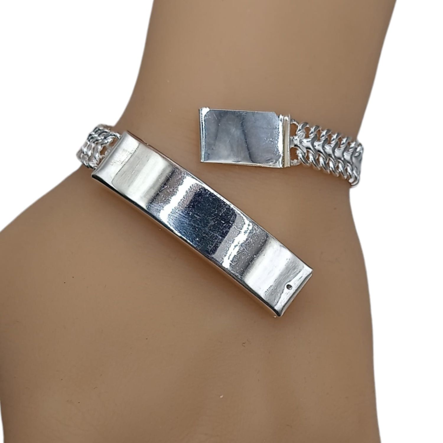 PULSERA CUBANA 1CM ANCHO 8&quot;  PLATA .925