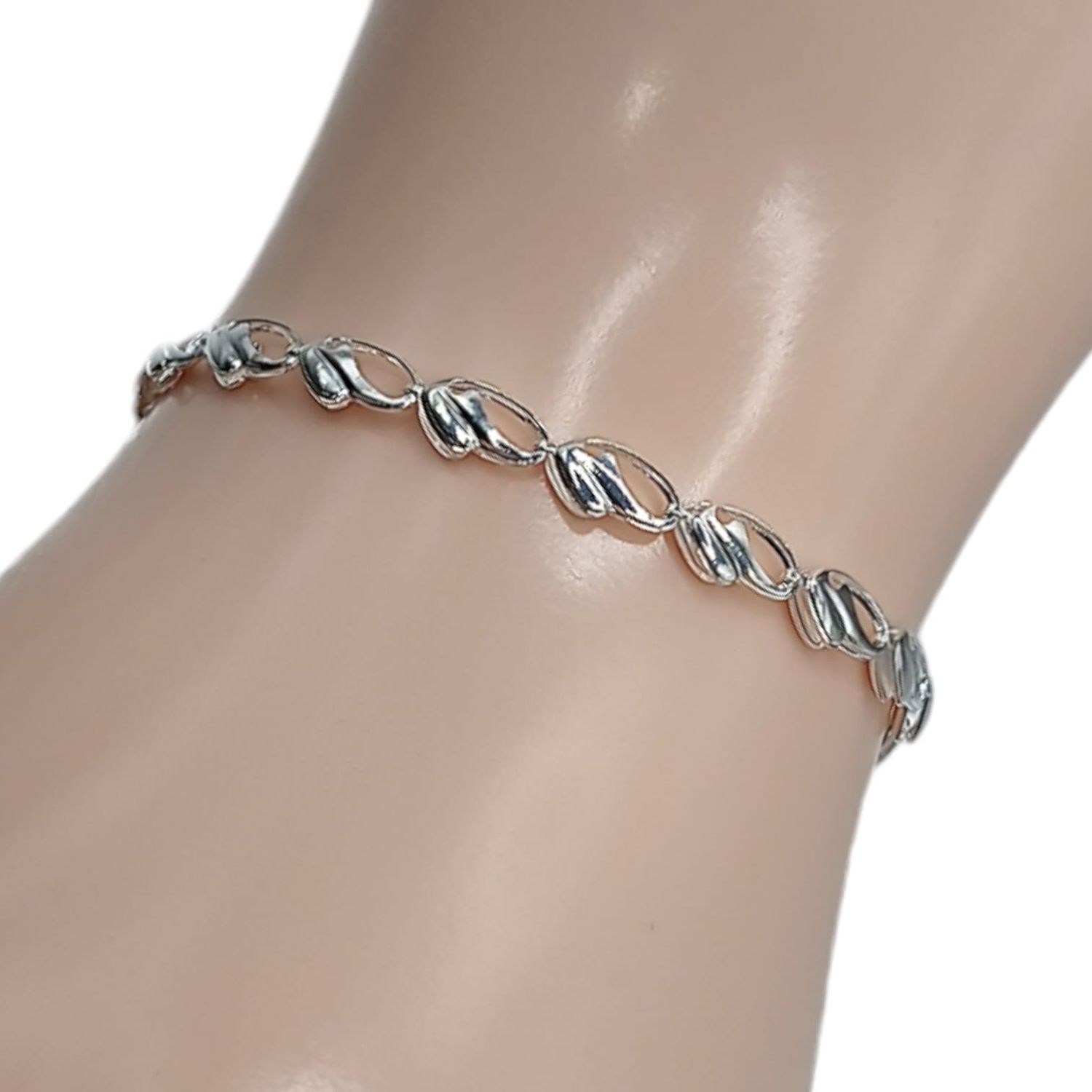 Pulsera ligera Ola estilo italiano. 7&quot; de largo PLATA .925