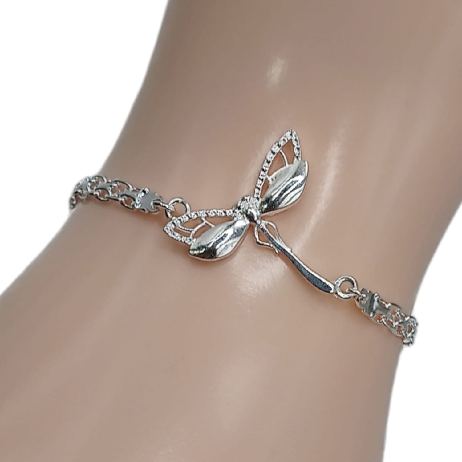 Pulsera bizmar libélula, 7&quot; de largo PLATA .925