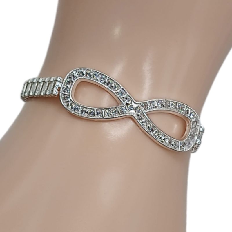 PULSERA INFINITO  CON CZ 7.5&quot; 5MM  PLATA .925