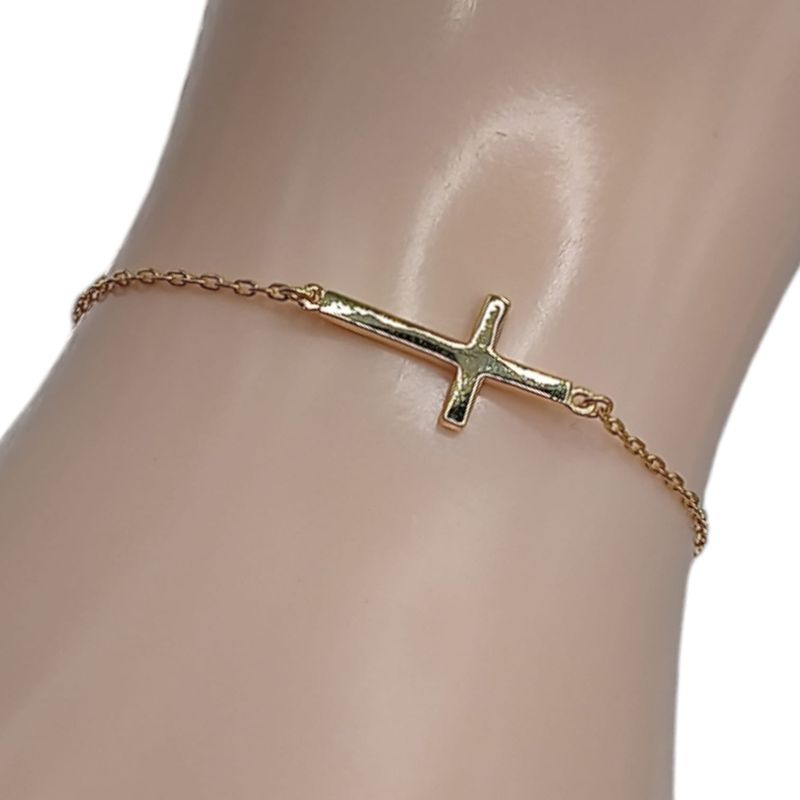 PULSERA CRUZ CON CHAPA 7&quot;