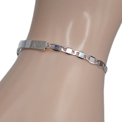 PULSERA  VAL 3.5MM CON PLACA 7.5&quot; LARGO PLATA .925