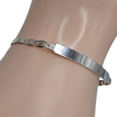 PULSERA VAL ESPEJO CON PLACA 3MM  6.5&quot; LARGO