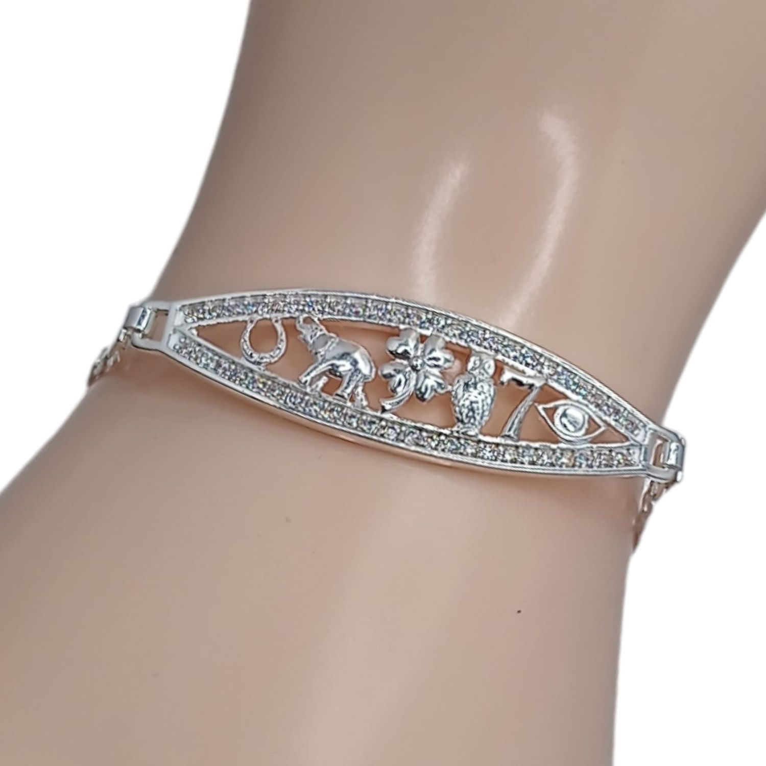 PULSERA DE LA SUERTE 7&quot; PLATA  .925