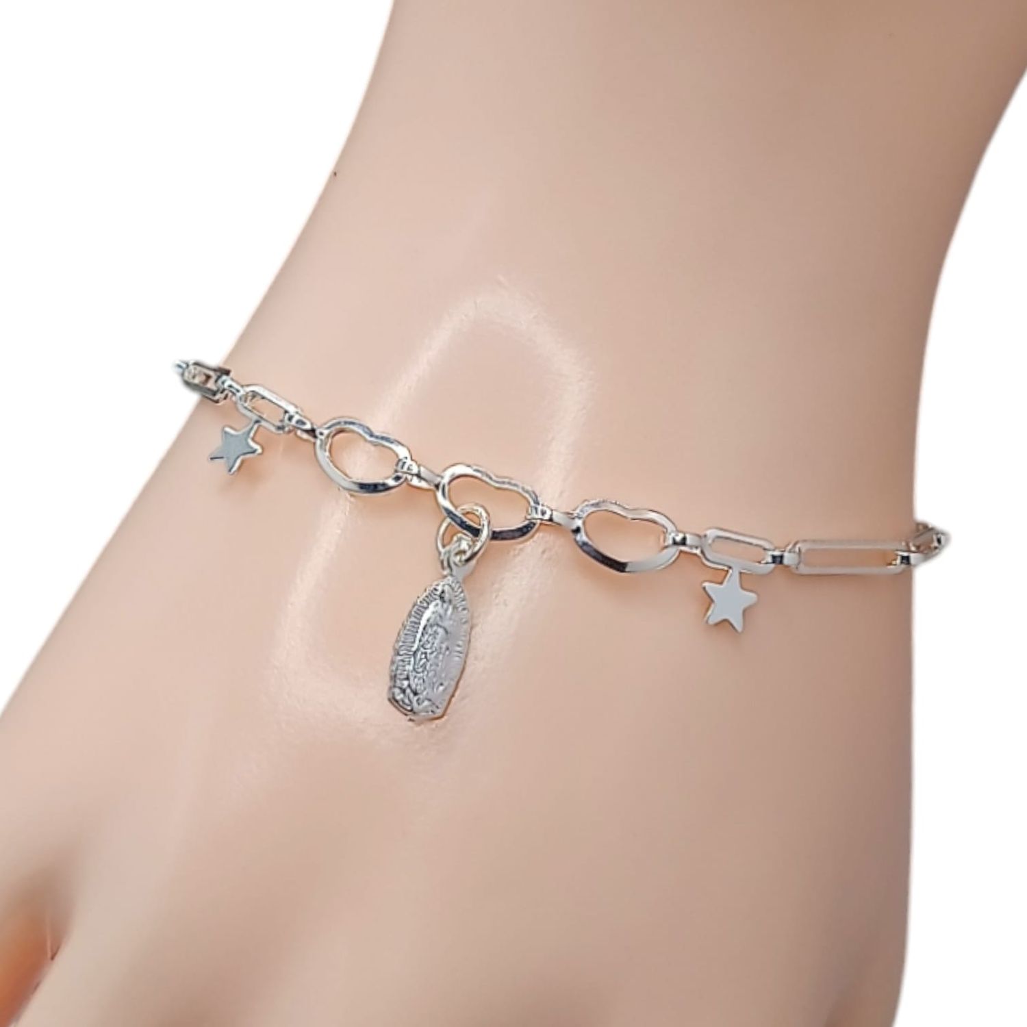 PULSERA FANCY VIRGEN GPE 8&quot; PLATA .925