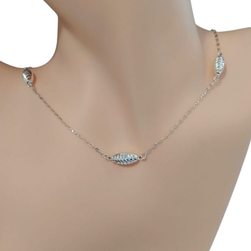 GARGANTILLA CON CARACOLAS 19&quot; PLATA .925