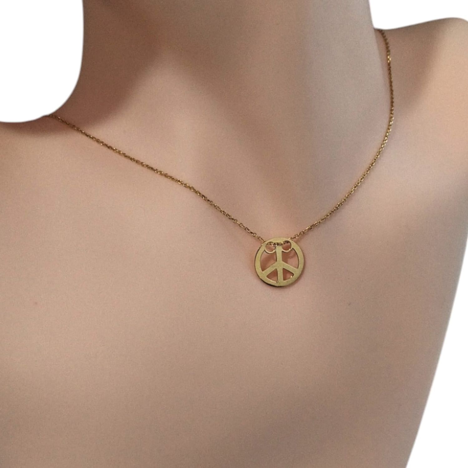 Collar Amor Y Paz Chapa De oro Con Plata 925 Ley.18&quot; de largo