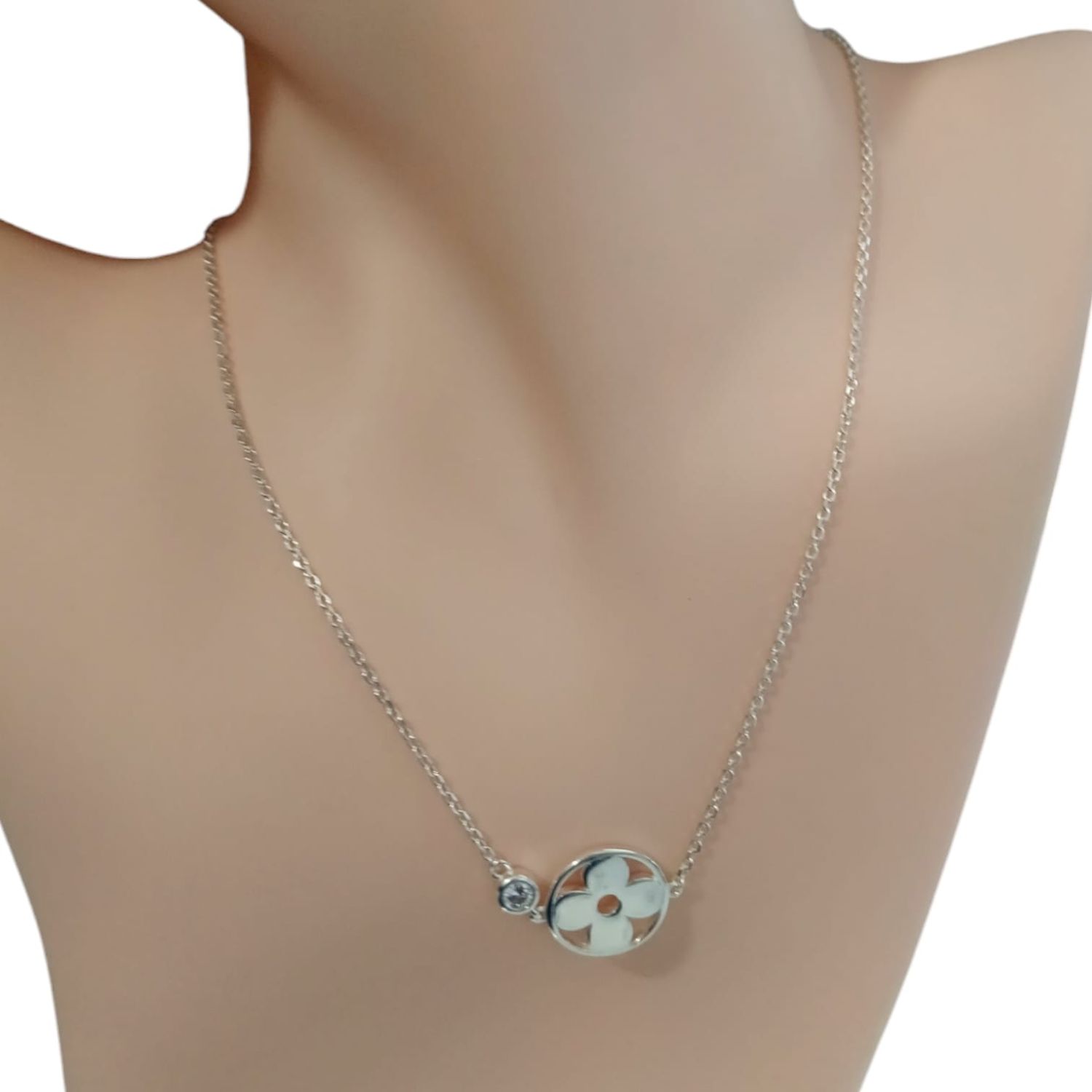 GARGANTILLA 17&quot; TREBOL   PLATA .925