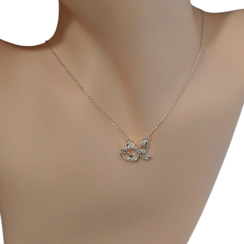 Collar Pez minicirconias. 18&quot; de largo. PLATA .925