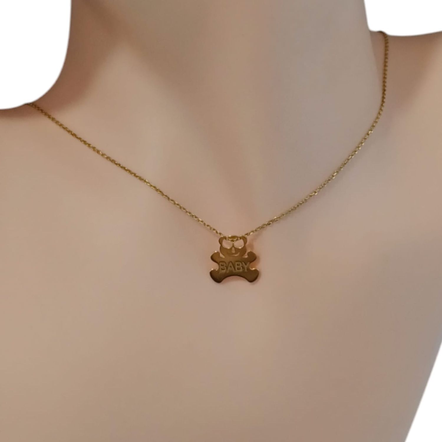 Collar Baby osito 18&quot; En Chapa De Oro PLATA .925