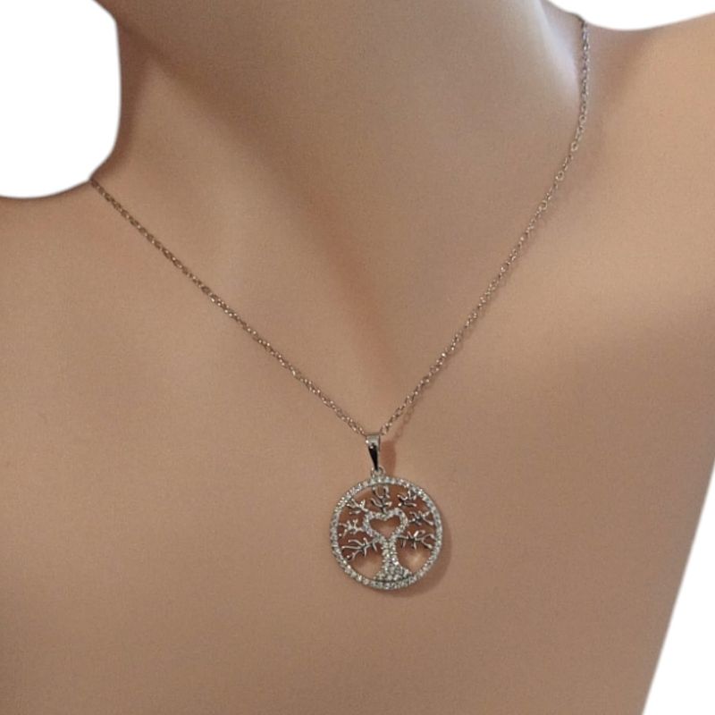 CARGANTILLA ARBOL DE LA VIDA  17&quot; AJUSTABLE PLATA .925