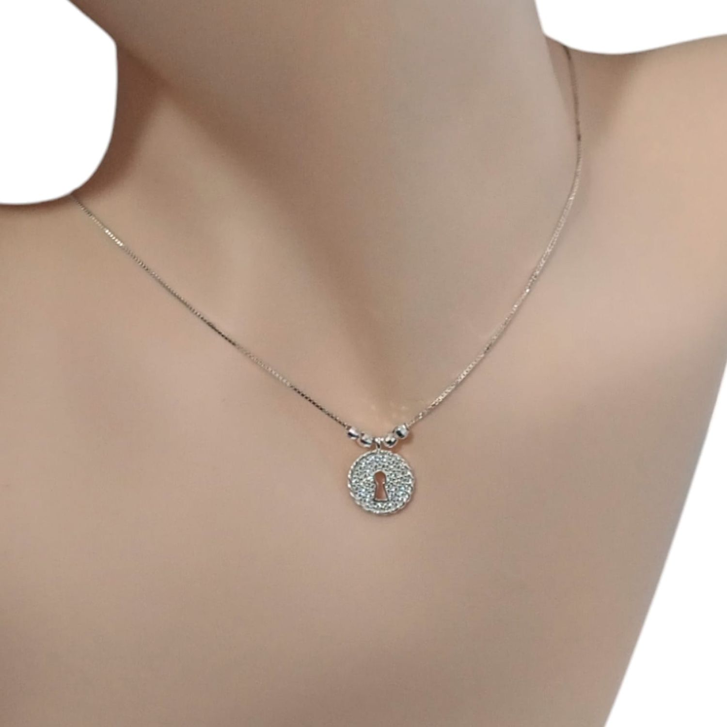 GARGANTILLA  18&quot; CERRADURA MICROPAVE  PLATA .925