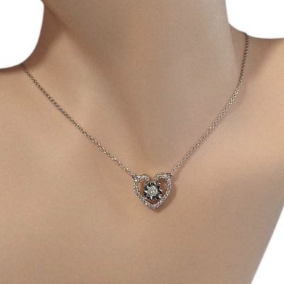 GARGANTILLA CORAZON CON CZ 16&quot; AJUSTABLE PLATA .925