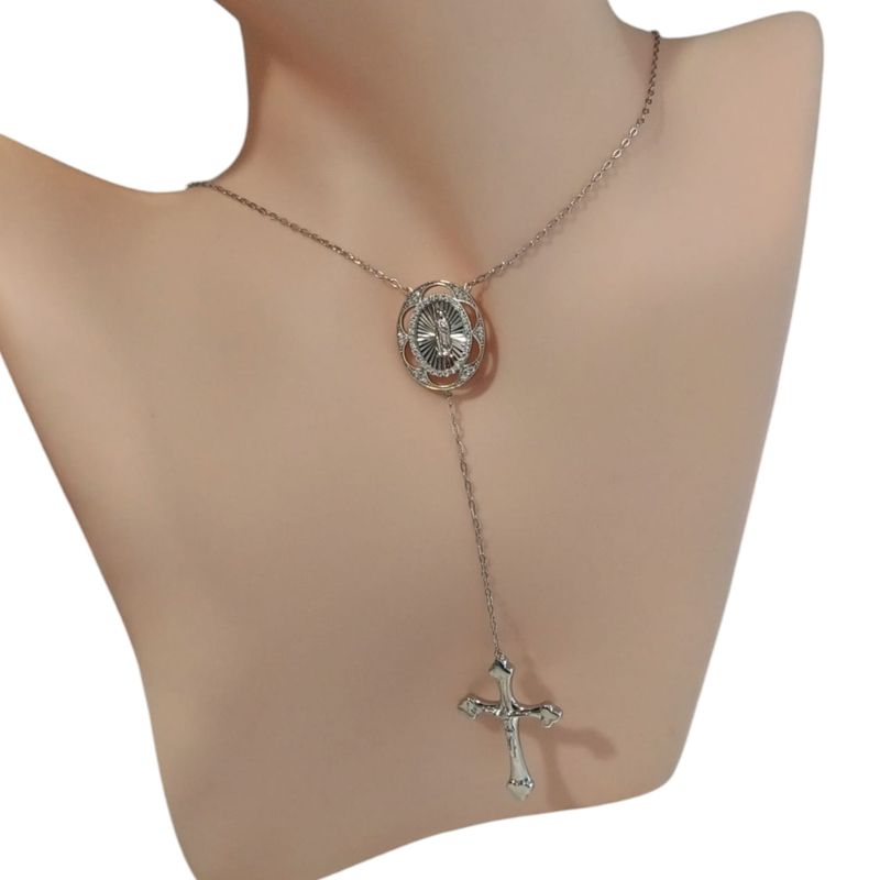 COLLAR 22&quot; V DE GUADALUPE Y CRUCIFIJO  PLATA .925