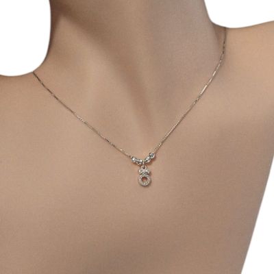 GARGANTILLA  CIRCULO Y MOÑO MICROPAVE 18&quot; PLATA .925
