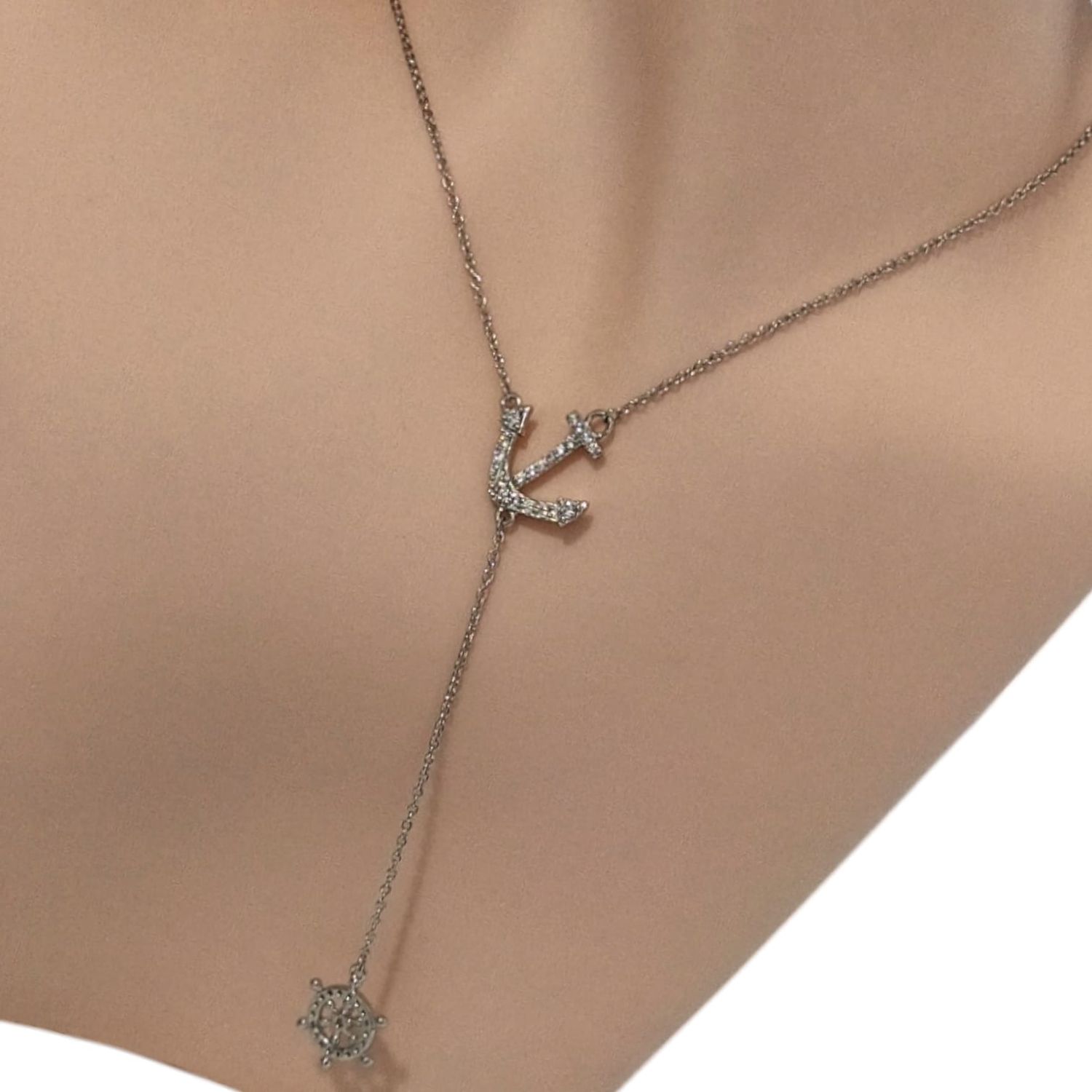 Collar corbatero rodisado Marinero con micropave, 16-18&quot; PLATA .925