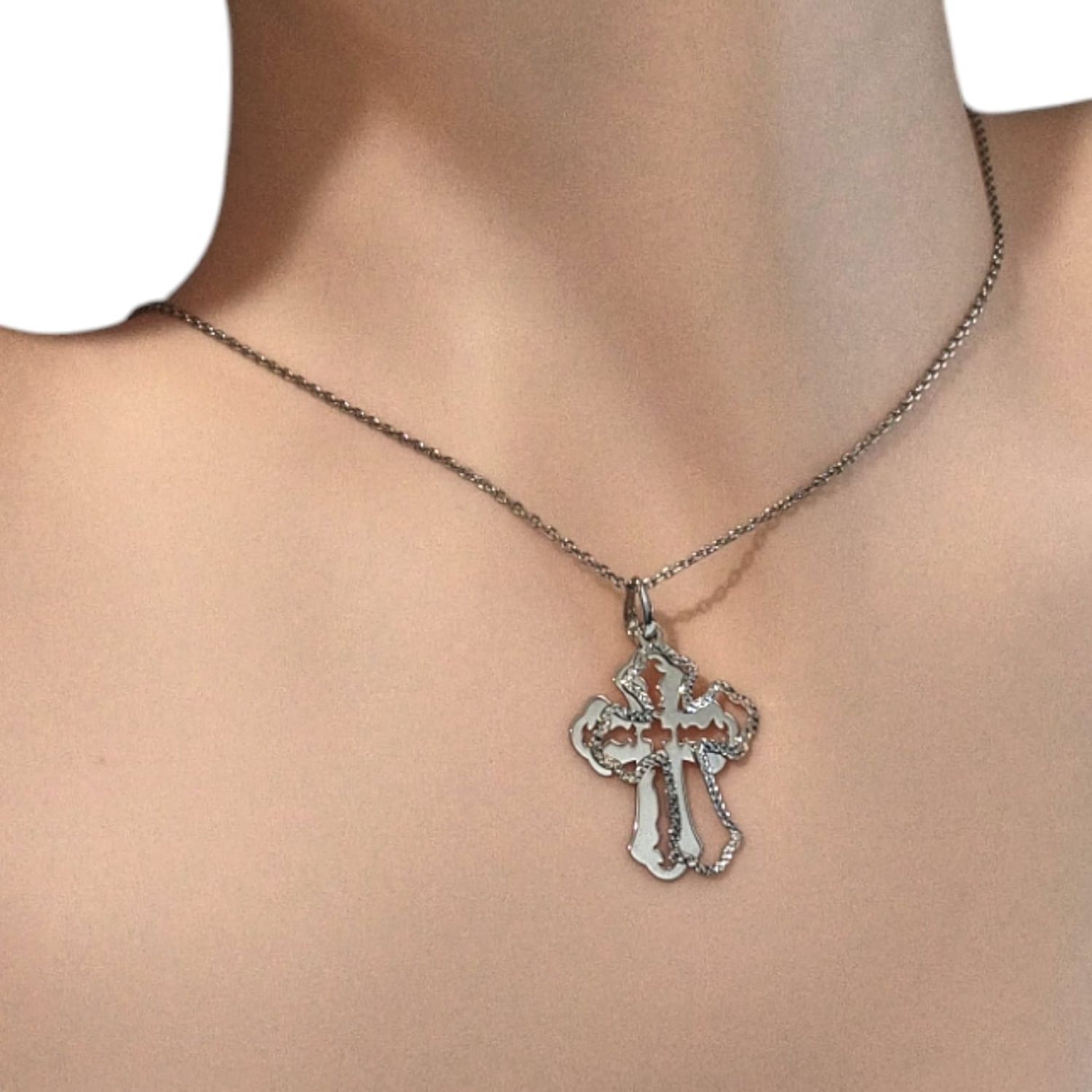 Collar Doble Cruz PLATA .925