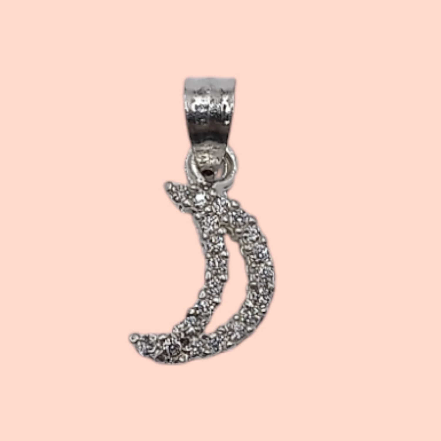 Dije Luna con circonias. 1.5 cm. de largo PLATA .925