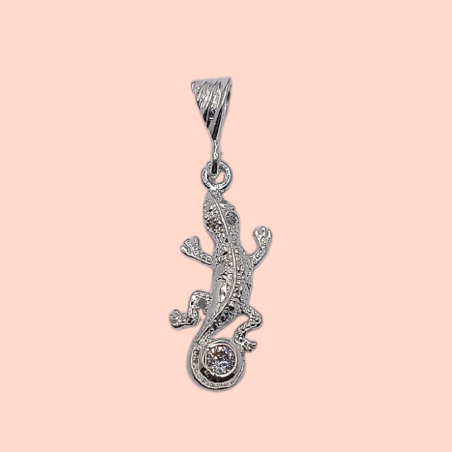 Dije salamandra diamantado con circonias. 2.5 cm. de largo. PLATA .925
