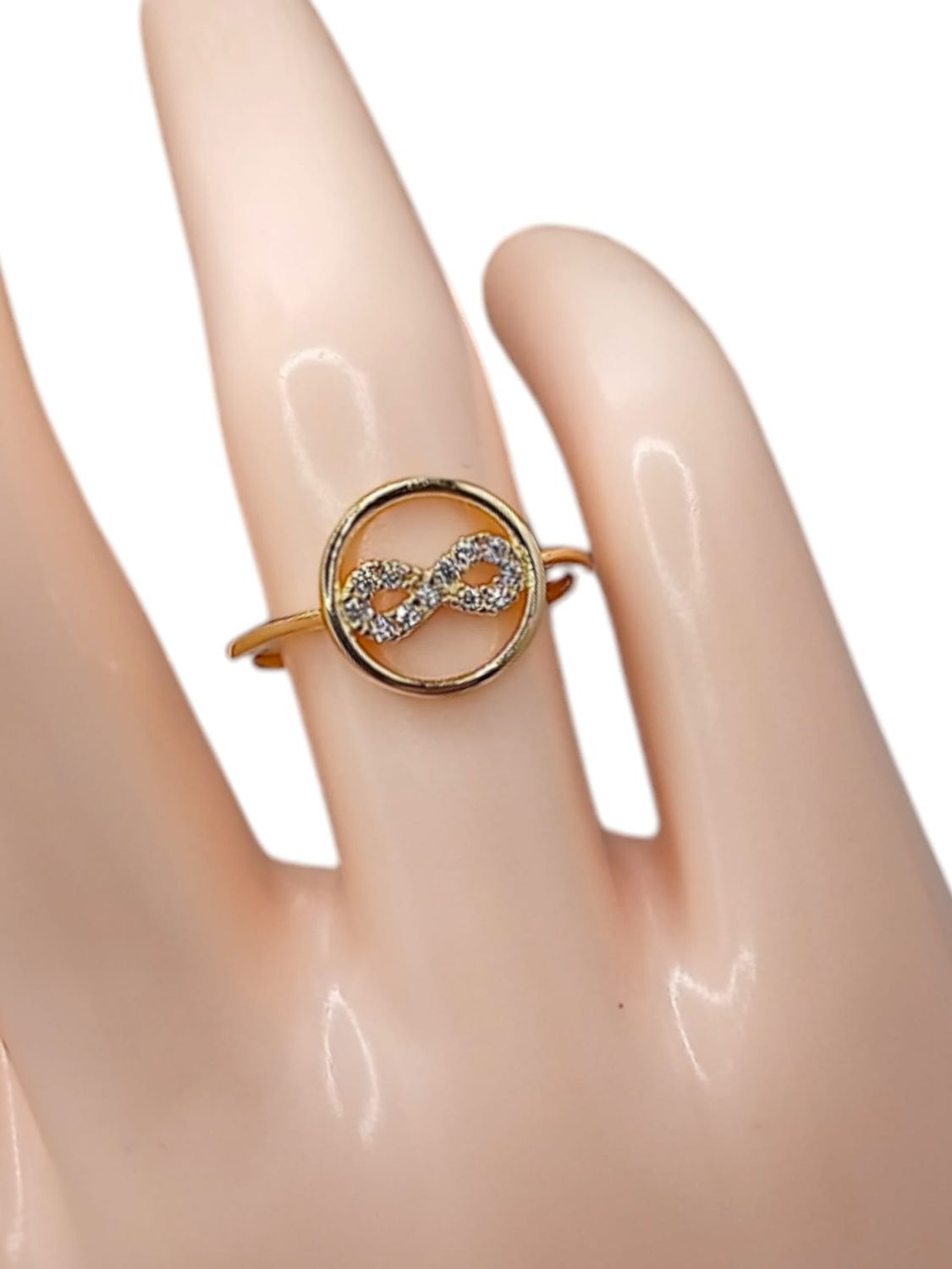 ANILLO CIRCULO CON INFINITO # 6.5 ORO 14K